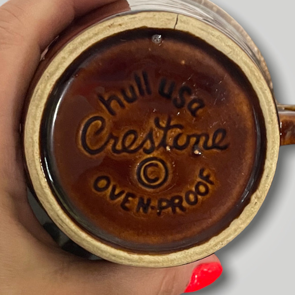 Vintage Hull USA Crestone Oven Proof Brown Drip Ware Stoneware Mug - Picture 10 of 12